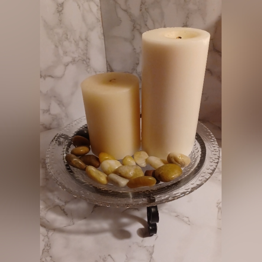 Elegant Cream Candle Set with Glass Holder